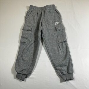 Nike Kids Small Gray Fleece Cargo Sweatpants Joggers Boys Girls
